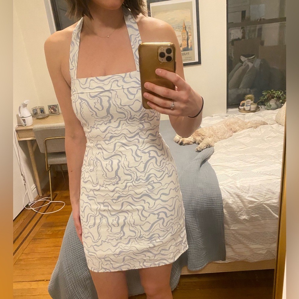 Abercrombie white and blue linen sundress
